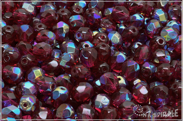 Oh�ovky 6 mm, Transparent Dark Fuchsia AB, 20 ks