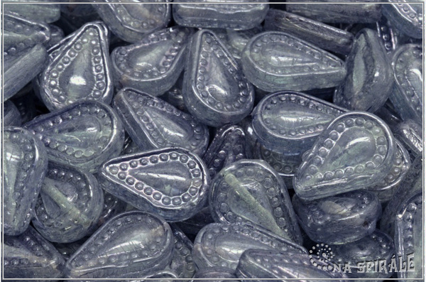 Filigree Tear Drop, 14x10 mm, Crystal Blue Luster, 6 ks