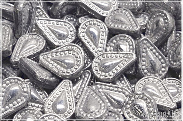 Filigree Tear Drop, 14x10 mm, Crystal Labrador Full, 6 ks