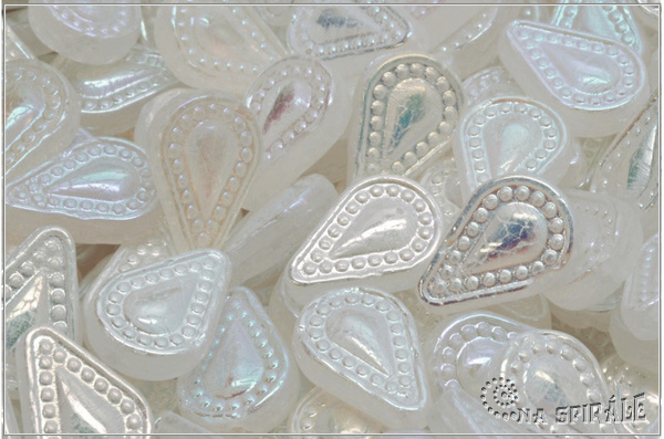 Filigree Tear Drop, 14x10 mm, Crystal AB Full, 6 ks