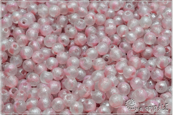 Kuliky 4 mm, Crystal-Pink Bicolor Etched Silver Wash Silver Splash, 100 ks