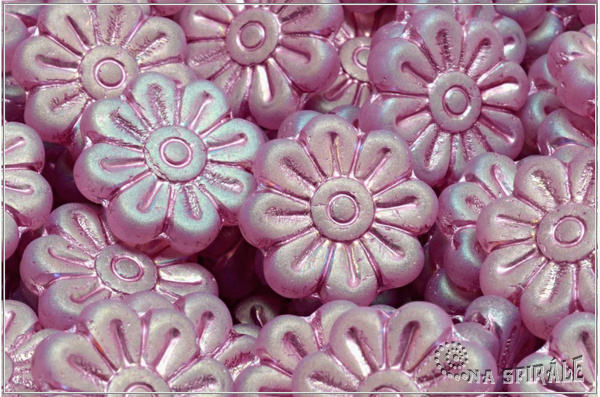 Kopretina - Daisy Flower, 18 mm, Crystal Matted Pink Wash AB Full, 1 ks