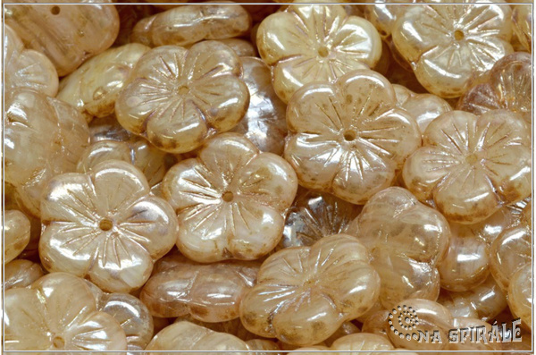 Apple Flower, 14 mm, Chalk-Crystal Bicolor Picasso, 4 ks