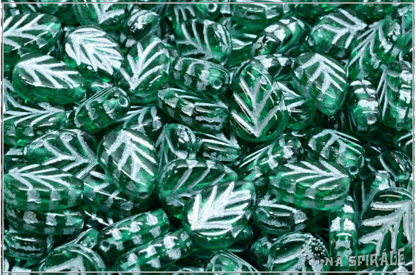 List mtov 10x8 mm - Transparent Emerald Silver Wash, 20 ks