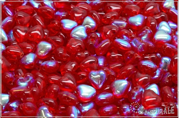 Srdko 6x6 mm, Transparent Red AB, 50 ks