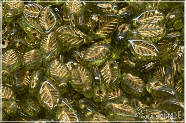 List bobkov 6x12 mm - Olivine Green, Gold Wash, 20 ks