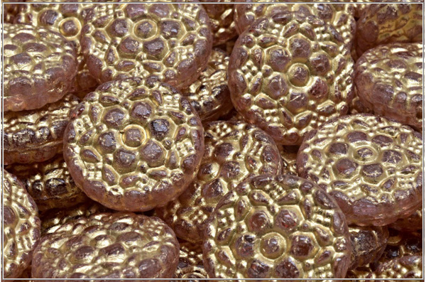 Vesna Coin, 18x18 mm, Crystal Ethereal Pink Gold Wash, 1 ks