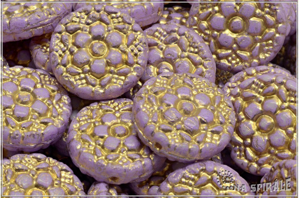 Vesna Coin, 18x18 mm, Chalk Pebble Lila Gold Wash, 1 ks