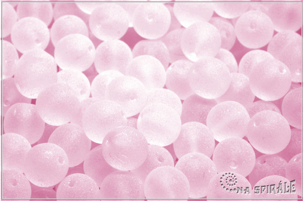Kuliky 8 mm, Transparent Pink Matted, 16 ks