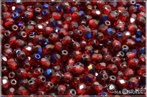 Ohovky 4 mm, Transparent Ruby Azuro, 50 ks