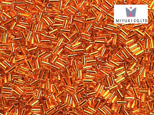MIYUKI Bugle 3 mm, Silver Lined Orange, BGL1-0008, 10 g