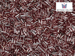 MIYUKI Bugle 3 mm, Silver Lined Smoky Amethyst, BGL1-0012, 10 g