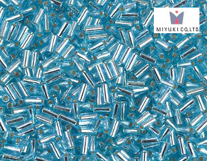 MIYUKI Bugle 3 mm, Silver Lined Aqua, BGL1-0018, 10 g