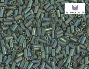 MIYUKI Bugle 3 mm, Matted Metallic Sage Green Luster, BGL1-2031, 10 g