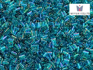 MIYUKI Bugle 3 mm, Transparent Teal AB, BGL1-2458, 10 g
