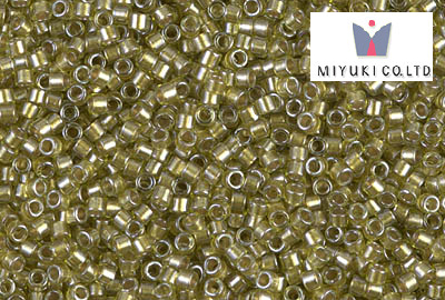 Miyuki Delica, Sparkling Lt Yellow Lined Chartreuse DB0908, 5 g