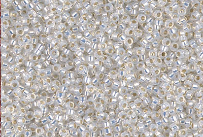 Miyuki Round Gilt Lined White Opal, MRR-15-0551, 5 g
