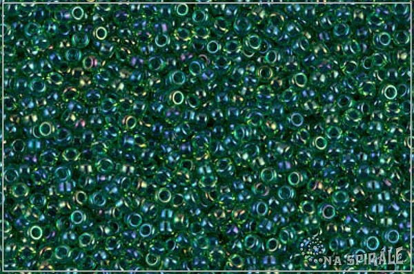 Miyuki Round Dark Blue Lined Green AB, MRR-15-0332, 5 g