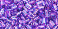 TOHO Bugles 3 mm Inside-Color Aqua/Purple-Lined, TB-01-252, 10 g