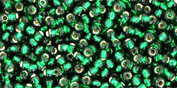 TOHO Silver-Lined Green Emerald, TR-11-36, 10 g
