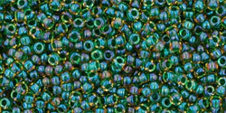 TOHO Inside-Color 	Inside-Color Luster Jonquil/Emerald-Lined TR-15-242, 5 g