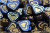 Vintage Heart in Heart 14x16 mm, Jet Azuro Full Gold Wash, 3 ks
