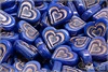 Vintage Heart in Heart 14x16 mm, Opaque Blue Vega Taupe Wash, 3 ks