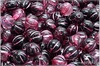 Meloun - melon bead 8 mm, Jet+Crystal, Pink Wash, 12 ks
