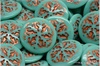 Kaboon vloka 21 mm - Opaque Green Turquoise Copper Wash, 1 ks