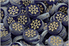 Penzek kormidlo/Wheel Coin 12 mm, Transparent Cobalt Blue Mat Gold Wash, 1 ks