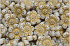 Boho Flower, 14 mm, Chalk Gold Wash, 4ks
