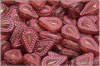 Filigree Tear Drop, 14x10 mm, Crystal Travertine Red Wash, 6 ks