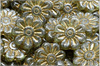 Kopretina - Daisy Flower, 18 mm, Transparent Green Ethereal Silver Gold Wash, 1 ks