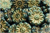 Kopretina - Daisy Flower, 18 mm, Jet Camo Metallic Green Gold Wash, 1 ks