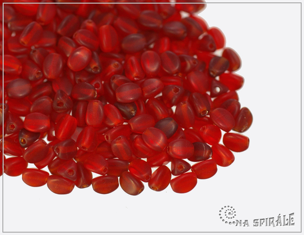 Pohanka baby transparent ruby mat, 4x3 mm, 50 ks
