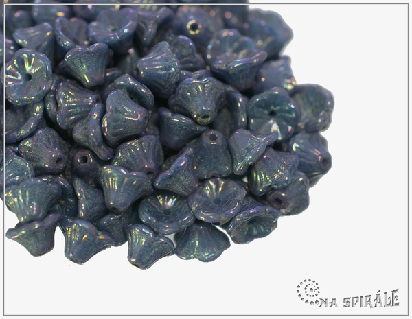Kytiky - kalky 7x5 mm, Opaque Blue Turquoise Nebula, 25 ks