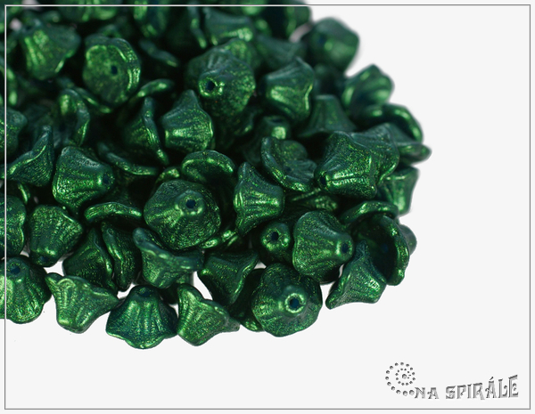 Kytiky - kalky 7x5 mm, Gold Shine Dark Green, 25 ks