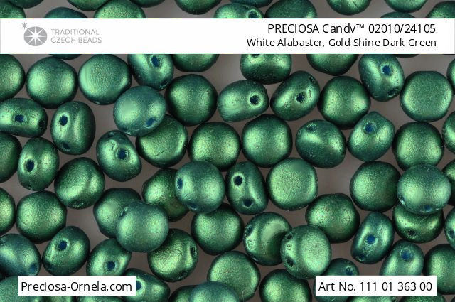 Preciosa Candy 6 mm, Gold Shine Dark Green, 10 ks
