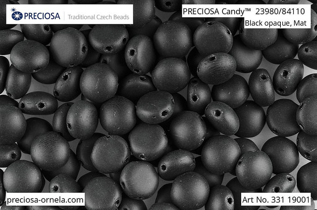Preciosa Candy 8 mm, Jet Matted, 10 ks
