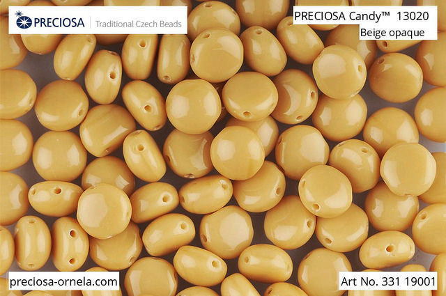 Preciosa Candy 8 mm, Opaque Beige, 10 ks