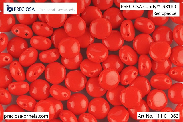 Preciosa Candy 8 mm, Opaque Red, 10 ks