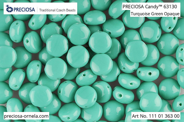 Preciosa Candy 6 mm, Opaque Green Turquoise, 10 ks
