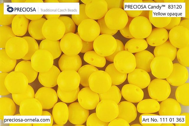 Preciosa Candy 8 mm, Opaque Yellow, 10 ks
