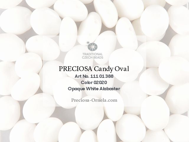 Preciosa Candy Oval 6x8 mm, Chalk White, 10 ks
