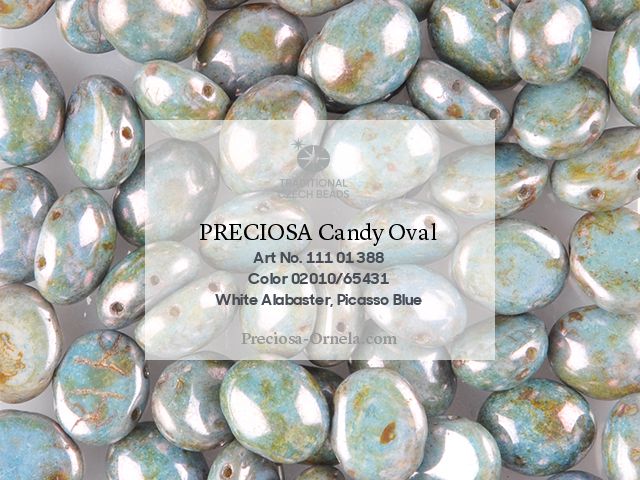 Preciosa Candy Oval 4x6 mm, Chalk Safari, 20 ks