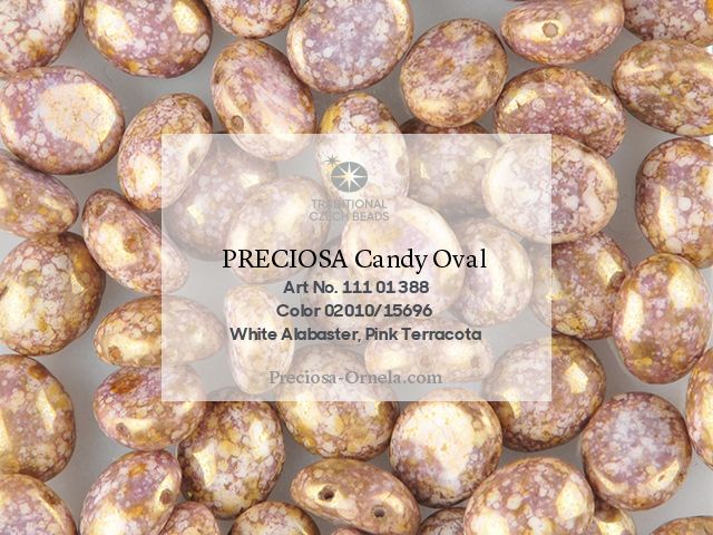 Preciosa Candy Oval 4x6 mm, Chalk Senegal Purple, 20 ks