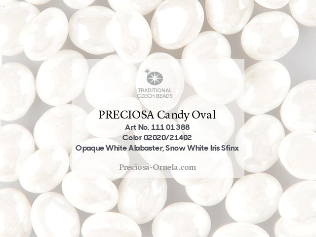 Preciosa Candy Oval 6x8 mm, Chalk Sfinx, 10 ks