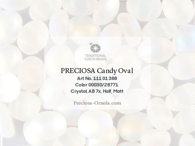 Preciosa Candy Oval 4x6 mm, Crystal Mat AB, 20 ks