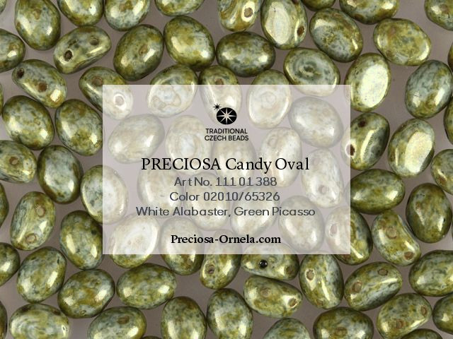 Preciosa Candy Oval 6x8 mm, Herbs&Spices Cardamom, 10 ks
