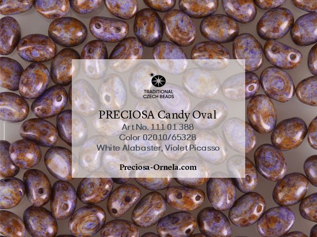 Preciosa Candy Oval 6x8 mm, Herbs&Spices Lavender, 10 ks